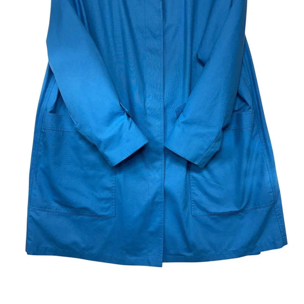 London Fog Vintage Blue Trench Coat Mid-Length Jacket Womens Size 16.5